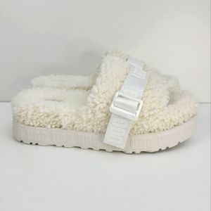 UGG Fluffita Slippers Sandals Slides Women Size 8 lamb fur NWT